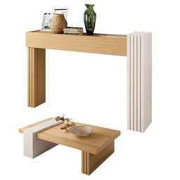 Aparador Astro e Mesa de Centro Luna Freijó Off White – Hb Móveis - 1