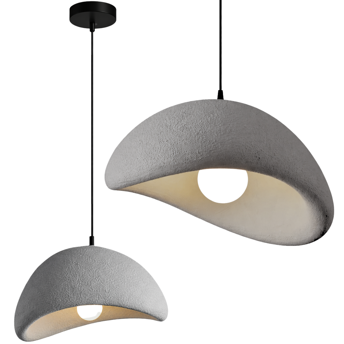 Ver imagem 1 de Lustre Pendente Luminária Japonesa Wabi-sabi Orgânico Cogumelo Concreto Gimpo Ltj30-cinza-b