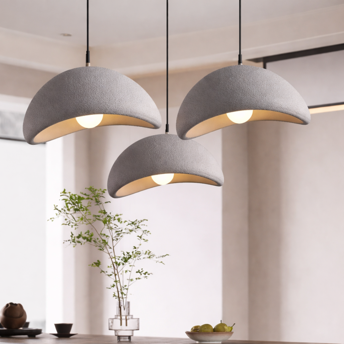 Ver mais imagens de Lustre Pendente Luminária Japonesa Wabi-sabi Orgânico Cogumelo Concreto Gimpo Ltj30-cinza-b
