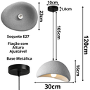 Ver imagem 6 de Lustre Pendente Luminária Japonesa Wabi-sabi Orgânico Cogumelo Concreto Gimpo Ltj30-cinza-b
