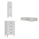 Ver imagem 2 de Quarto Infantil Completo Guarda-Roupa 2 Portas 2 Gavetas com Cômoda e Cama Magia Espresso Móveis Branco