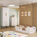 Ver imagem 1 de Quarto Infantil Completo Guarda-Roupa 2 Portas 2 Gavetas com Cômoda e Cama Magia Espresso Móveis Branco