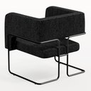 Ver mais imagens de Kit 02 Poltronas Decorativas Scarlett D02 Base de Aço Preto Linho Chumbo C-465 - Lyam Decor