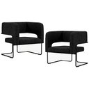 Ver imagem 1 de Kit 02 Poltronas Decorativas Scarlett D02 Base de Aço Preto Linho Chumbo C-465 - Lyam Decor