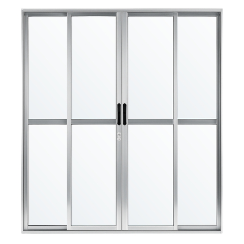 Porta Sacada de Aluminio Brilhante 4 Folhas Linha 25 com Fechadura 2,10x1,80