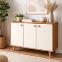 Ver imagem 2 de Buffet Aparador Show 3 Portas Off White com Nature - Moveisaqui