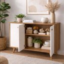 Ver imagem 3 de Buffet Aparador Show 3 Portas Off White com Nature - Moveisaqui