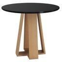 Ver imagem 1 de Mesa de Jantar Estilo Redonda 90cm com Vidro – Mdf/mdp, Tampo 18mm, Base Mel/preto – Sonetto