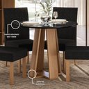 Ver imagem 3 de Mesa de Jantar Estilo Redonda 90cm com Vidro – Mdf/mdp, Tampo 18mm, Base Mel/preto – Sonetto