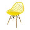 Cadeira Kaila Polipropileno Amarela Base Madeira - 1