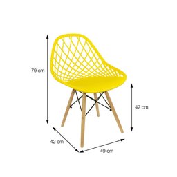 Cadeira Kaila Polipropileno Amarela Base Madeira - 3