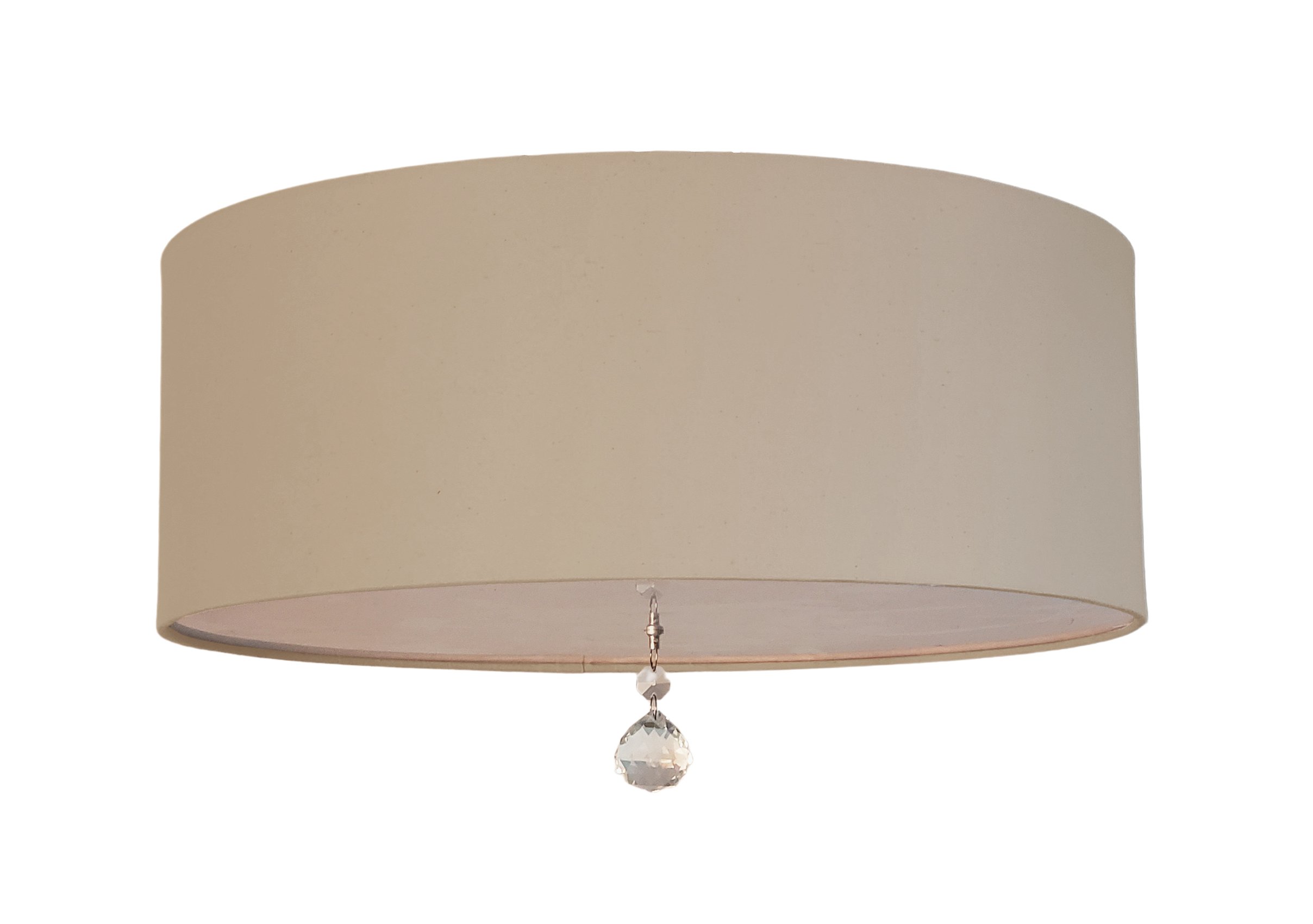 Luminária Plafon Com Cristal Cúpula Cáqui 40x15 2E27