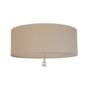 Luminária Plafon Com Cristal Cúpula Cáqui 40x15 2E27