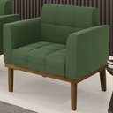 Ver imagem 2 de Poltrona Decorativa Base Madeira Castanho Ana Suede Verde - Ibiza