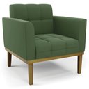 Ver imagem 1 de Poltrona Decorativa Base Madeira Castanho Ana Suede Verde - Ibiza