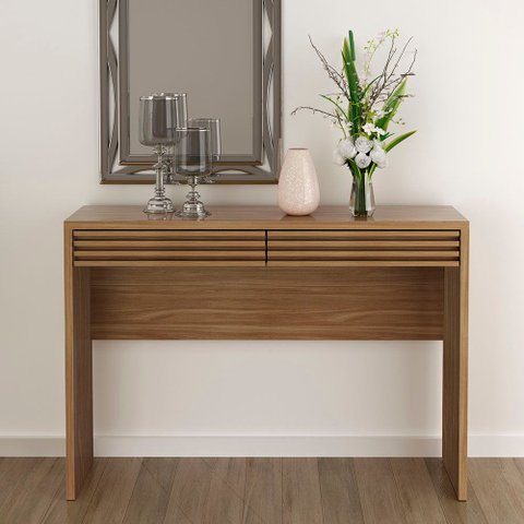 Buffet Aparador Ripado Sala de Jantar 120cm 2 Gavetas Tóri Amêndoa T02-D'Rossi
