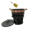 KIT FONDUE DE PEDRA SABAO CHAPA DE 20 CM + PANELAS DE 500 E 800 ML + 6 CUMBUCAS + 6 GARFINHOS Leônid - 4