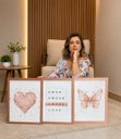 Ver imagem 5 de Kit de Quadros Quarto Rose Gold Coração Borboleta Amor 42x32 Vidro