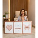 Ver imagem 6 de Kit de Quadros Quarto Rose Gold Coração Borboleta Amor 42x32 Vidro