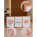 Ver imagem 4 de Kit de Quadros Quarto Rose Gold Coração Borboleta Amor 42x32 Vidro