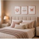 Ver imagem 2 de Kit de Quadros Quarto Rose Gold Coração Borboleta Amor 42x32 Vidro