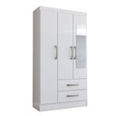 Ver imagem 4 de Guarda-roupa Solteiro Florença 3 Portas 2 Gavetas com Espelho Branco - Pnr Móveis