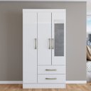 Ver imagem 6 de Guarda-roupa Solteiro Florença 3 Portas 2 Gavetas com Espelho Branco - Pnr Móveis
