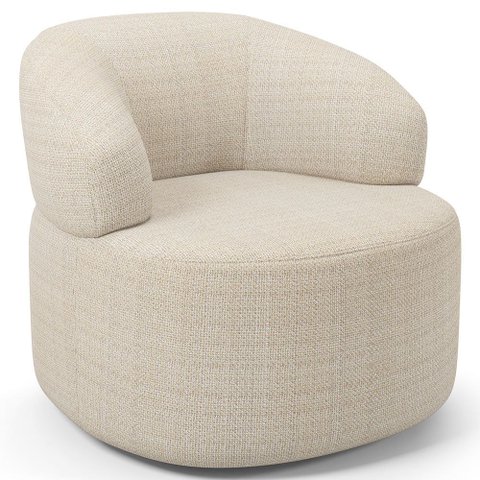 Poltrona Giratória Orgânica para Sala de Estar Living Helena L02 Linho Palha - Lyam Decor