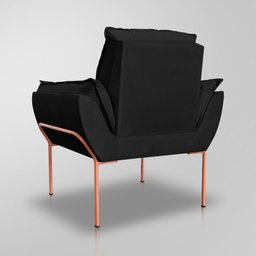 Poltrona Recepção Recepção de Luxo 12 Cores - Base de Ferro Rose - Preto - 5