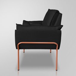 Poltrona Recepção Recepção de Luxo 12 Cores - Base de Ferro Rose - Preto - 3