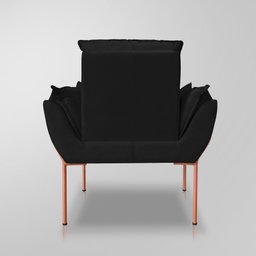 Poltrona Recepção Recepção de Luxo 12 Cores - Base de Ferro Rose - Preto - 4