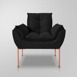 Poltrona Recepção Recepção de Luxo 12 Cores - Base de Ferro Rose - Preto - 2