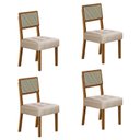 Ver imagem 1 de Kit de 4 Cadeiras para Sala de Jantar Pés em Madeira Maciça Liz Bege/Cinamomo/Linho