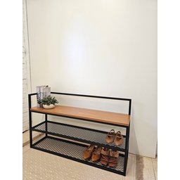 Banco Sapateira Estilo Industrial Ferro com Mdf 100cm - 2