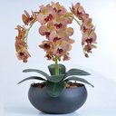 Ver imagem 1 de Arranjo de Orquídeas Artificiais Outonadas em Vaso Preto Fosco