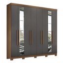 Ver imagem 1 de Guarda Roupa Casal Master New 8.4 8 Portas Jatobá/grafite com Espelho e Pés - Santos Andirá