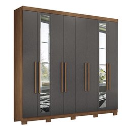 Guarda Roupa Casal Master New 8.4 8 Portas Jatobá/grafite com Espelho e Pés - Santos Andirá - 1