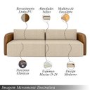 Ver imagem 3 de Sofá Living Sala de Estar Abel 240cm Bipartido Pés de Madeira Pu/linho Caramelo/bege G33 - Gran Belo