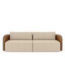 Ver imagem 7 de Sofá Living Sala de Estar Abel 240cm Bipartido Pés de Madeira Pu/linho Caramelo/bege G33 - Gran Belo
