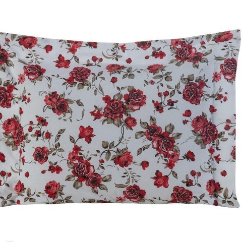 Porta Travesseiro Decorativo Craft Estampado 1 Peça Percal 200 Fios 100% Algodão - Estampa Rosas