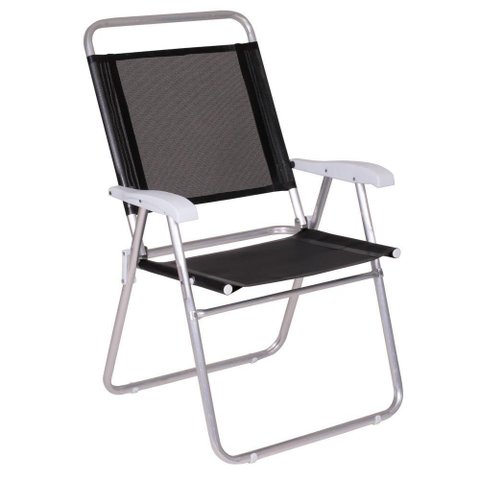 Cadeira de Praia Alumínio Master Plus até 120kg Cores Mor Cor:preto Preto