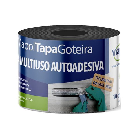 Fita Tapa Goteira Autoadesiva 10cmx10m Viapol V06113233