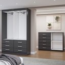 Ver imagem 5 de Guarda-roupa Solteiro Max 4 Portas 6 Gavetas com Cômoda 2 Portas 5 Gavetas Preto - Panorama Móveis