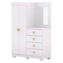 Ver imagem 1 de Guarda Roupa Cômoda com Espelho 120cm Rita Flex Branco V02 - Mpozenato