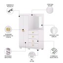 Ver imagem 3 de Guarda Roupa Cômoda com Espelho 120cm Rita Flex Branco V02 - Mpozenato