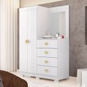 Ver imagem 2 de Guarda Roupa Cômoda com Espelho 120cm Rita Flex Branco V02 - Mpozenato