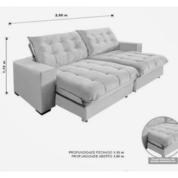 Sofá Retrátil e Reclinável 2,90m com Molas Ensacadas. (cinza Escuro) - 2