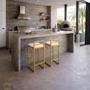 Ver imagem 1 de Kit 2 Banqueta Alta Moderna Dourada com Assento Branco