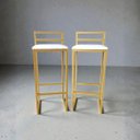 Ver imagem 2 de Kit 2 Banqueta Alta Moderna Dourada com Assento Branco