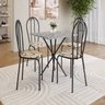 Conjunto sala de Jantar Mesa Quadrada 70cm Tampo Granito com 4 Cadeiras Leia - 1